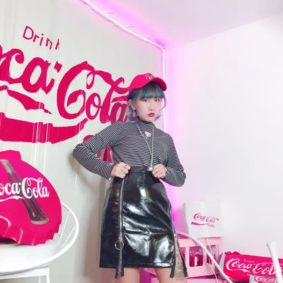 Holographic Laser Ring Zipper High Waist Skirt SD00059