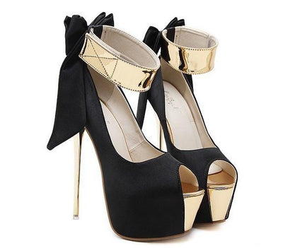 Fish Mouth Golden Straps High-Heels Shoes SD00155