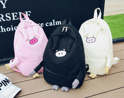 Cute Japanese Harajuku Pig Face and Legs Pink School Backpack SD14593