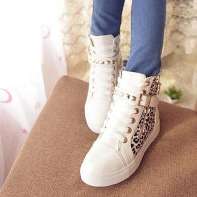 Hot Black/White Leopard Straps Studs Sneakers Canvas Shoes SD02313