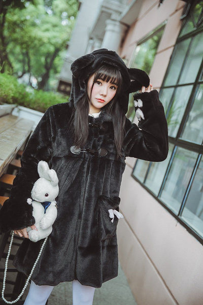 Bear Ears Hoodie Paws Sleeve Winter Fur Coat SD00261