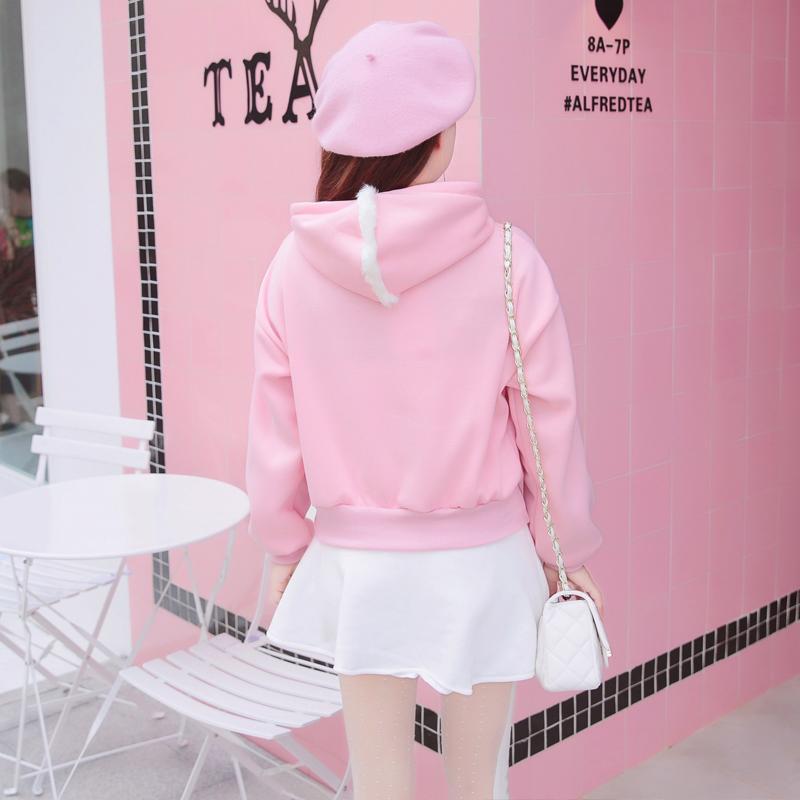 Japanese Cute Warm Fluffy Heart Balls Pink Hoodie Sweater SD01227