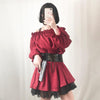 Red Shoulder Ruffle Lace Dress SD00478