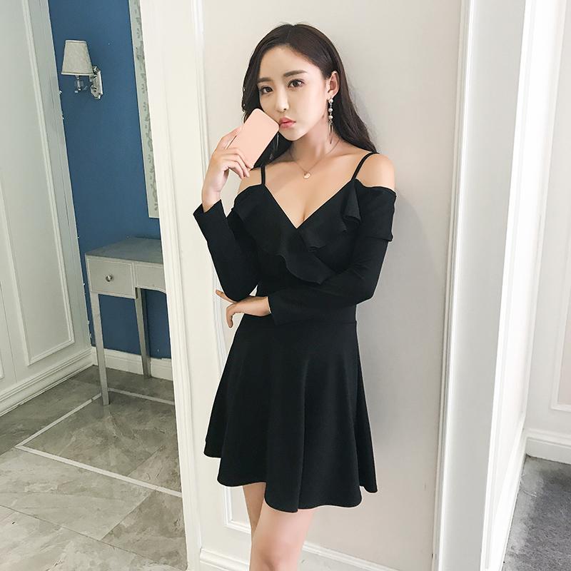 Chic ruffle shoulder less trap dress SD00972