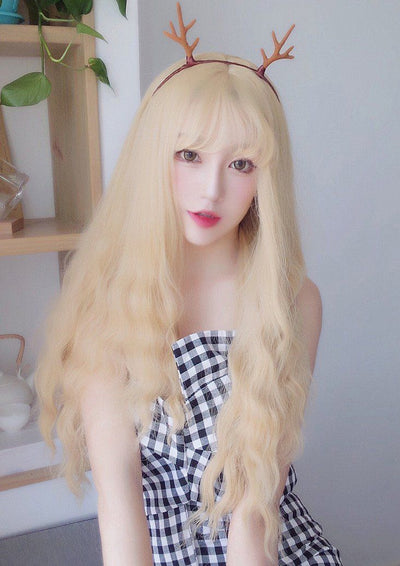 Harajuku Gold Blond Long Wave Curly Wig SD00660