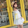 Korean summer sweet princess white shoulder less dress SD00932