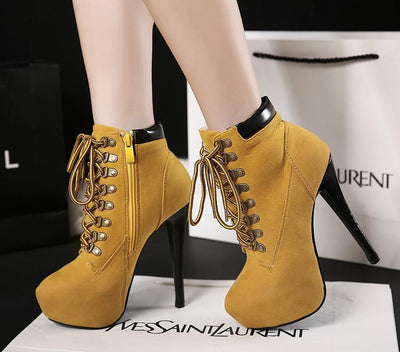 High Heel Cross Strap Martin Boots High Heel Shoes SD01953