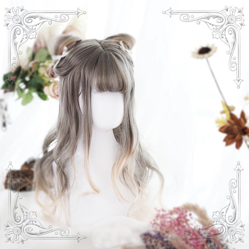Harajuku lolita grey blond long wig SD01050