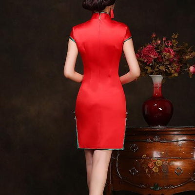 Chinese red embroidered cheongsam dress SD00931