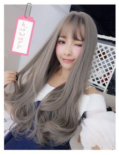 Harajuku Japanese Kawaii Long Light Grey Fashion Wig SD02014