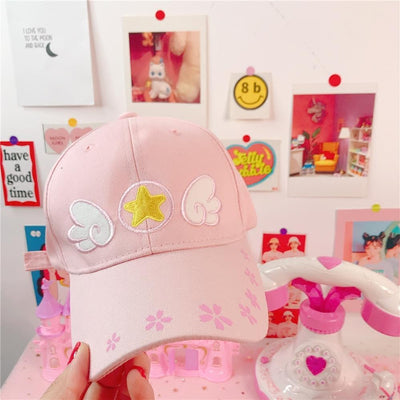 Cardcaptor Sakura Pink Winged Star Embroidered Baseball Cap SD02329