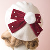 Red Bow Fur Ball Beret SD00330