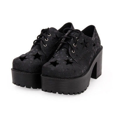 Black Hollow Stars Lolita High Platform Shoes SD00047