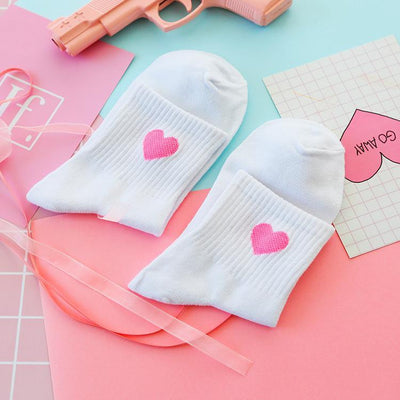 Heart Embroidered High Socks SD00284