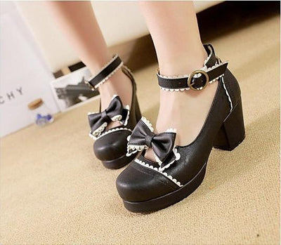 Elegant Lolita Bow Strap High-Heel Shoes SD00250