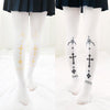 Japanese Harajuku Black/Golden Cross Socks Tights SD02382