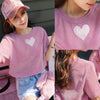 Korean Cute Heart Round Neck T-shirt SD02440