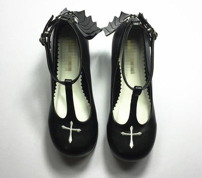 Japanese Lolita Cross Wing Strap Heel Shoes SD01941