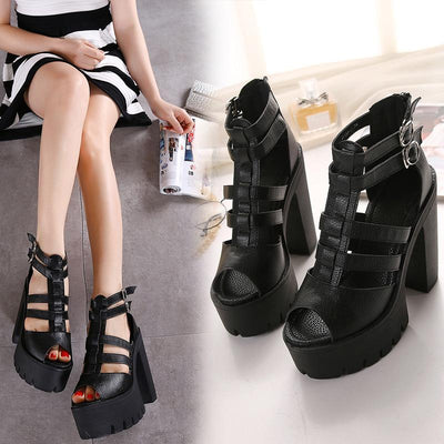 Belt Buckle Thick Bottom High-Heels Shoes SD00140