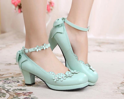 Japanese Lolita Strap Flower Bow Lace Shoes SD01945