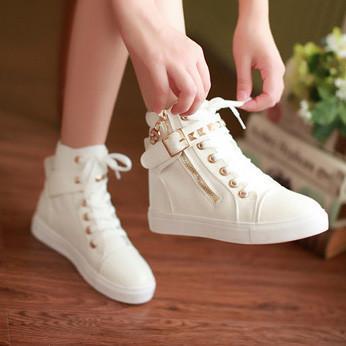 Hot White Straps Studs Sneakers Canvas Shoes SD02310