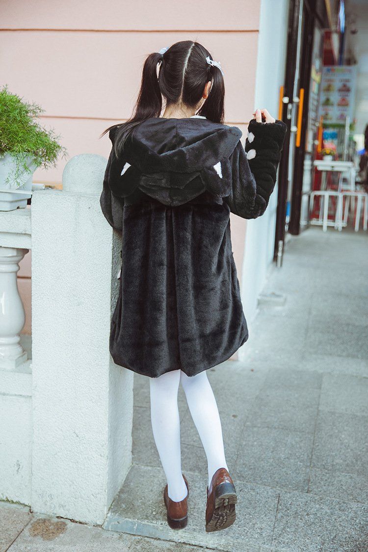 Bear Ears Hoodie Paws Sleeve Winter Fur Coat SD00261