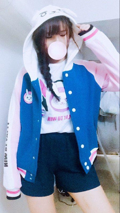 Overwatch D.VA DVA Bunny Hoodie Baseball Jacket SD01462