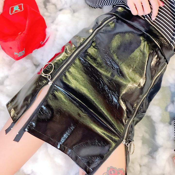 Holographic Laser Ring Zipper High Waist Skirt SD00059