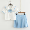 Japanese water blue sailor tie school uniform t-shirt/skirt SD00844