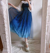 Japanese harajuku galaxy stars gradient blue long dress SD02468