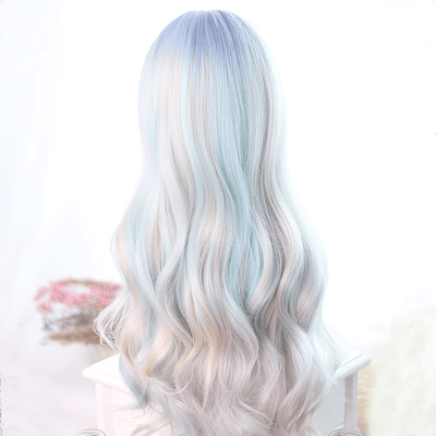 Colorful Candy Pastel Purple Blue White Wave Long Wig SD00209