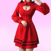 Heart Keyhole Hollow Cut Out Chest Lantern Sleeve Dress SD01286