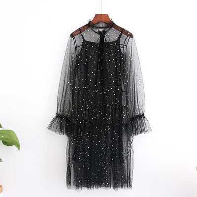 Korean Organza Star Mesh Dress SD01212