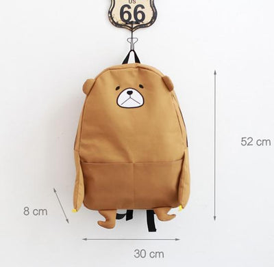 Sad Bear Face Brown Black Grey School Bag Backpack SD46541