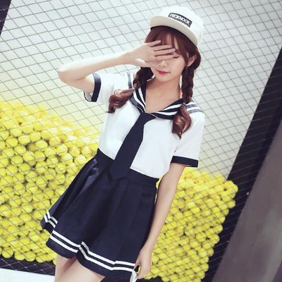 Japanese navy casual sailor school uniform t-shirt/skirt SD00826