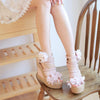 Japanese summer pink strap flower sandals high platform shoes SD00928