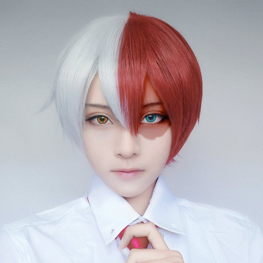 My Hero Academia Shoto Todoroki White Red Short Wig SD01600