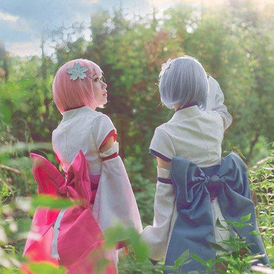 Re:Zero Rem and Ram Kimono Pink and Blue Cosplay Costume Ver 2 SD00911