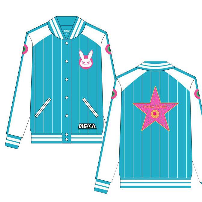 Overwatch New D.VA DVA Meka Blue/White Baseball Jacket SD02125