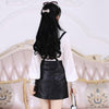 Korean Black Leather Zipper Strap Skirt SD01355