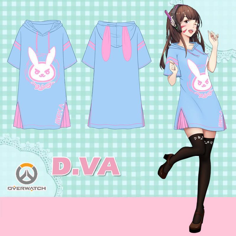 Overwatch D.VA DVA Bunny Meka Bunny Ears Hoodie Dress SD02089