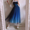 Japanese harajuku galaxy stars gradient blue long dress SD02468