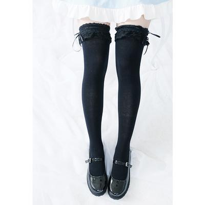 Lace Ribbon Thigh High Tight Socks SD00287