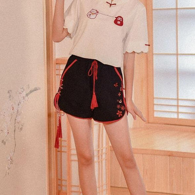 Sakura Embroidered Short Pants SD01913