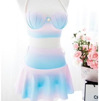 Pastel Mermaid Sea Shell (seashell) Bikini 2 Piece Swimsuit (swim suit) SD00630