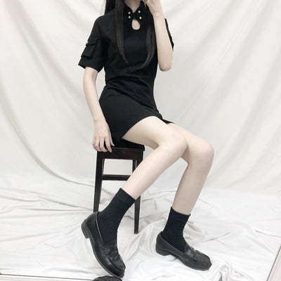 Black Slim Cheongsam Dress SD01873