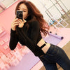 Korean Sexy Black Side Collar Ring Thin Shirt SD02182