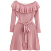 Korean sweet pink striped pleated dress SD00670