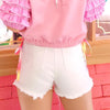 Korean summer pastel ribbon bow white shorts SD00939