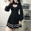 Heart Keyhole Hollow Cut Out Chest Lantern Sleeve Dress SD01286